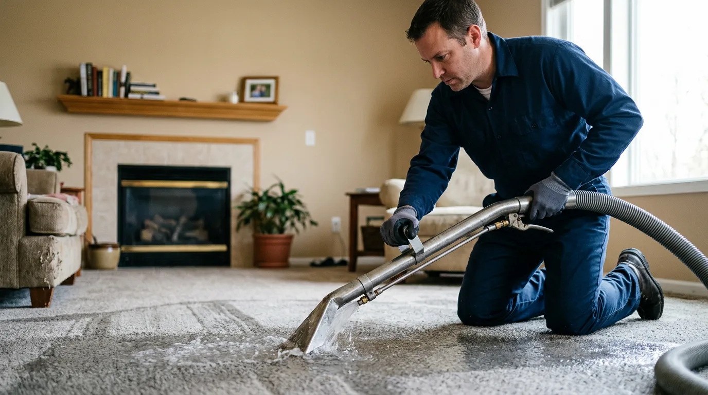 Water damage restoration technician working near East Boothbay, ME
